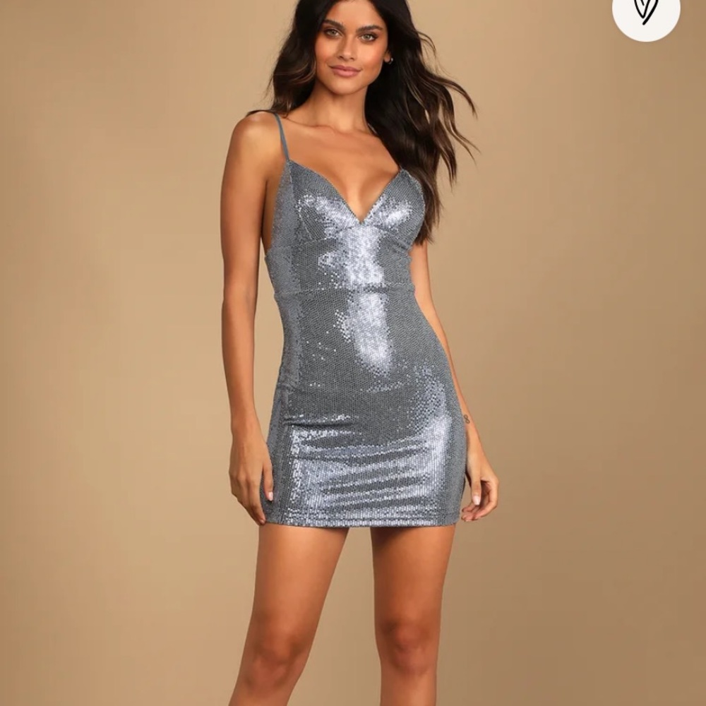 This is a blue/silver dress from lulus